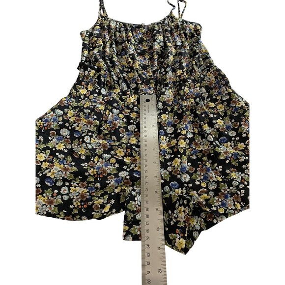 XXI Floral Button-Down Romper Womens Spaghetti Straps Black Multicolor Size SP - Picture 6 of 9